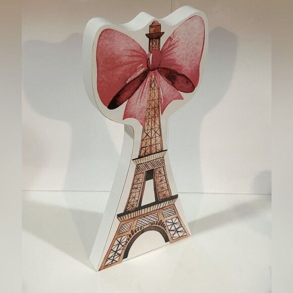 Paris Eiffel Tower Decor with Pink Bow Art Home Decor New - Picture 2 of 4